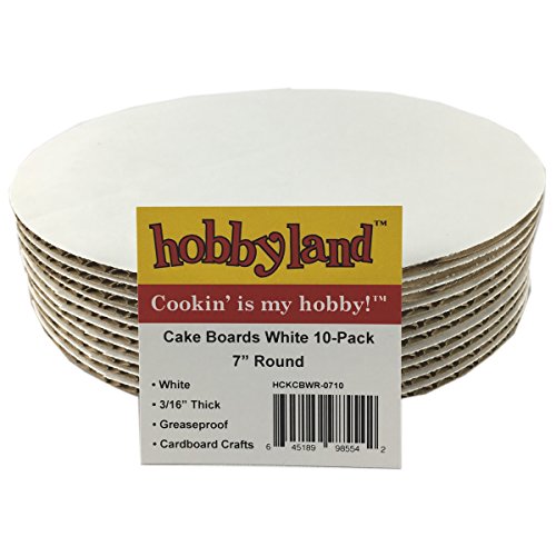 Hobbyland Cake Boards Circle White Coated Greaseproof (7" Round, 10 Cake Boards)
