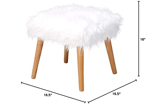 Christopher Knight Home Huxley Faux Fur Ottoman, White