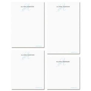 current initial personalized notepad set – set of 4 100-sheet pads, multiple sizes, great for shopping lists, grocery lists and personalized gifts, printed in the usa