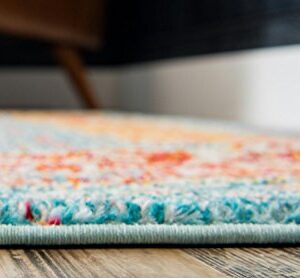 Unique Loom Vita Collection Bright Over-Dyed Traditional Vintage Area Rug, 8 ft x 10 ft, Blue/Orange