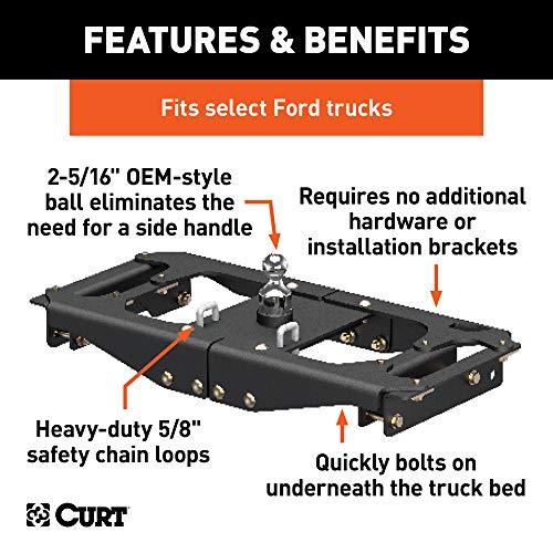 CURT 60700 Factory Original Equipment Style Gooseneck Hitch, 30,000 lbs. 2-5/16-Inch Ball, Fits Select Ford F-250, F-350, F-450 Super Duty