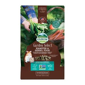 oxbow animal health garden select hamster and gerbil food, garden-inspired recipe for hamsters and gerbils, non-gmo, made in the usa, 1.5 pound bag