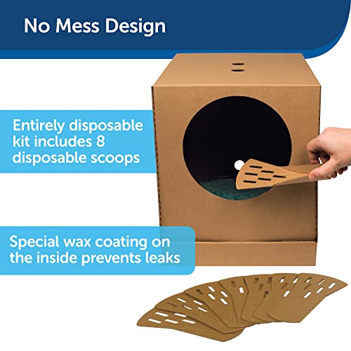 PetSafe Disposable Cat Litter Box - Collapsible Covered Design for Travel - from The Makers of ScoopFree Self Cleaning Litter Box - Includes 4.3 lb Premium Blue Original Crystal Cat Litter
