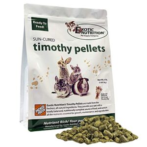 timothy pellets (4 lb.) - 100% all natural, high fiber, sun cured timothy hay grass food & treat - rabbits, guinea pigs, chinchillas, degus, prairie dogs, tortoises, hamsters, gerbils, rats