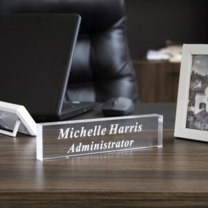 Custom Personalized Engraved Acrylic Name Plate Office Desk Bar 8x2x3/4-Inch