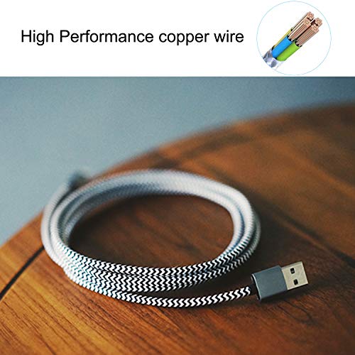 Ailun Micro USB Cable 10ft 3Pack High Speed 2.0 USB A Male to Micro USB Sync Charging Nylon Braided Cable for Android Phone Charger Cable Tablets Wall and Car Charger Connection Silver&Blackwhite