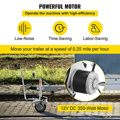 Happybuy Trailer Mover 350W 12V Electric Trailer Jack Max Vehicle Load 5000Lbs Trailer Jockey Wheel Utility Trailer Jack Easy to Maneuver Trailer Caravan Boat (12V/350W)