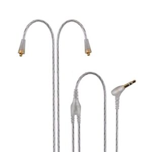 tennmak mmcx detachable cable pro piano trio & other mmcx earphones- transparent silver color (no mic)