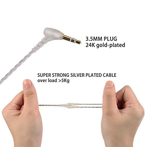 TENNMAK MMCX Detachable Cable PRO Piano Trio & Other MMCX Earphones- Transparent Silver Color (no mic)