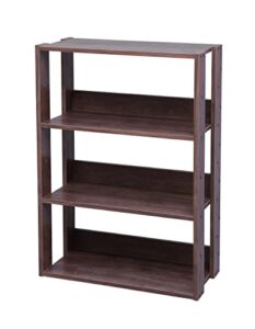 iris usa rack 3-shelf open wood shelving unit, wide, brown