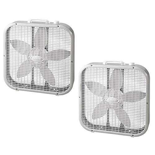 Lasko 20" Energy Efficient Basic Box Fan w/3 Speeds & Easy Carry Handle (2 Pack)