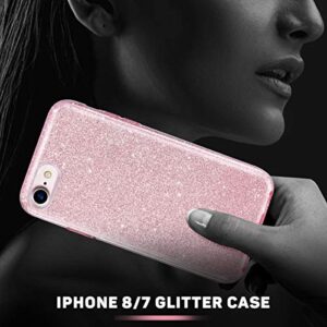 MATEPROX iPhone Se 2022 case,iPhone SE 2020 case,iPhone 8 case,iPhone 7 Glitter Bling Sparkle Cute Girls Women Protective Case for 4.7" iPhone 7/8/SE (Pink)