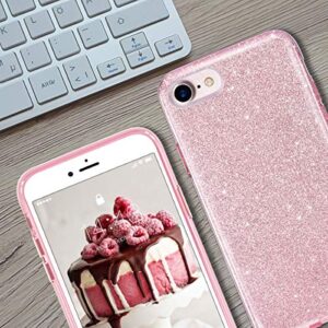 MATEPROX iPhone Se 2022 case,iPhone SE 2020 case,iPhone 8 case,iPhone 7 Glitter Bling Sparkle Cute Girls Women Protective Case for 4.7" iPhone 7/8/SE (Pink)