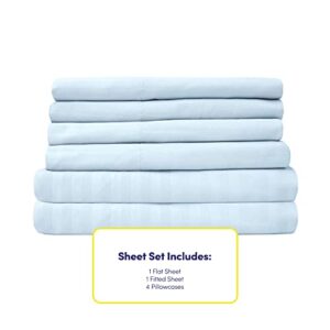 King Size Bed Sheets - 6 Piece 1500 Supreme Collection Fine Brushed Microfiber Deep Pocket King Sheet Set Bedding - 2 Extra Pillow Cases, Great Value, King, Dobby Light Blue