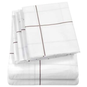 king size bed sheets - 6 piece 1500 supreme collection fine brushed microfiber deep pocket king sheet set bedding - 2 extra pillow cases, great value, king, window pane white