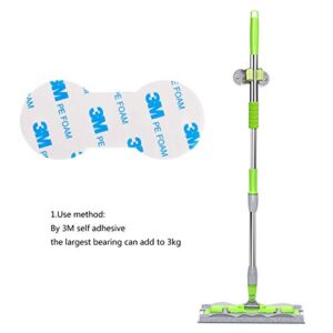LYASI Stainless Steel Mop and Broom Holder, Dual-Purpose Wall Mounted Mop Broom Organizer with 2 Pcs 3M Self Adhesive and Double Screws,Bathroom Kitchen Organizer Rack with Spring Clip Design