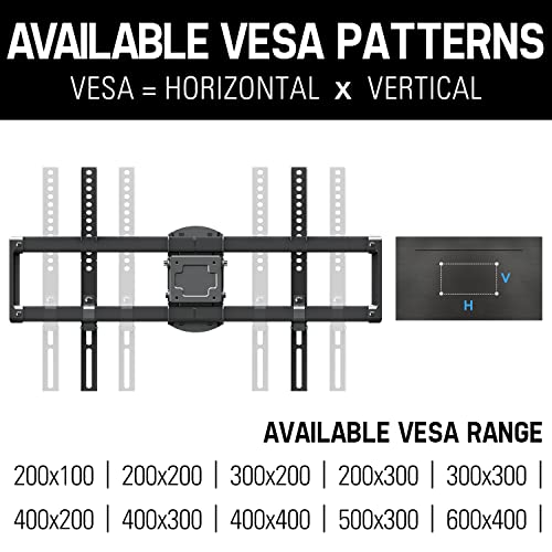 Mounting Dream Full Motion TV Mount for 42-75 inch TVs, TV Wall Mount Bracket with Dual Articulating Arms, Fits 12” / 16” Wood Studs with VESA 600x400mm up to 100lbs