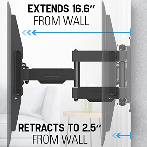 Mounting Dream Full Motion TV Mount for 42-75 inch TVs, TV Wall Mount Bracket with Dual Articulating Arms, Fits 12” / 16” Wood Studs with VESA 600x400mm up to 100lbs