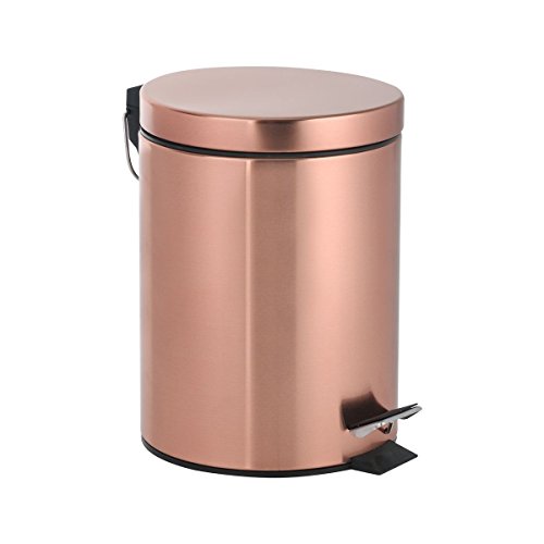 Axentia Riga Cosmetic Bin in Copper Pedal Bin 3L Cosmetic Bin Lid Waste Bin with Pedal Bin for Bathroom & Toilet Metal Copper Colour Black 17 x 17 x 2.45 cm