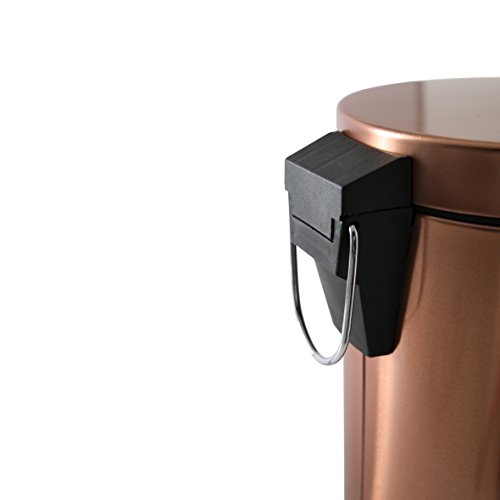 Axentia Riga Cosmetic Bin in Copper Pedal Bin 3L Cosmetic Bin Lid Waste Bin with Pedal Bin for Bathroom & Toilet Metal Copper Colour Black 17 x 17 x 2.45 cm