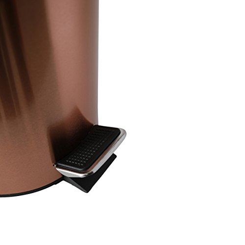 Axentia Riga Cosmetic Bin in Copper Pedal Bin 3L Cosmetic Bin Lid Waste Bin with Pedal Bin for Bathroom & Toilet Metal Copper Colour Black 17 x 17 x 2.45 cm