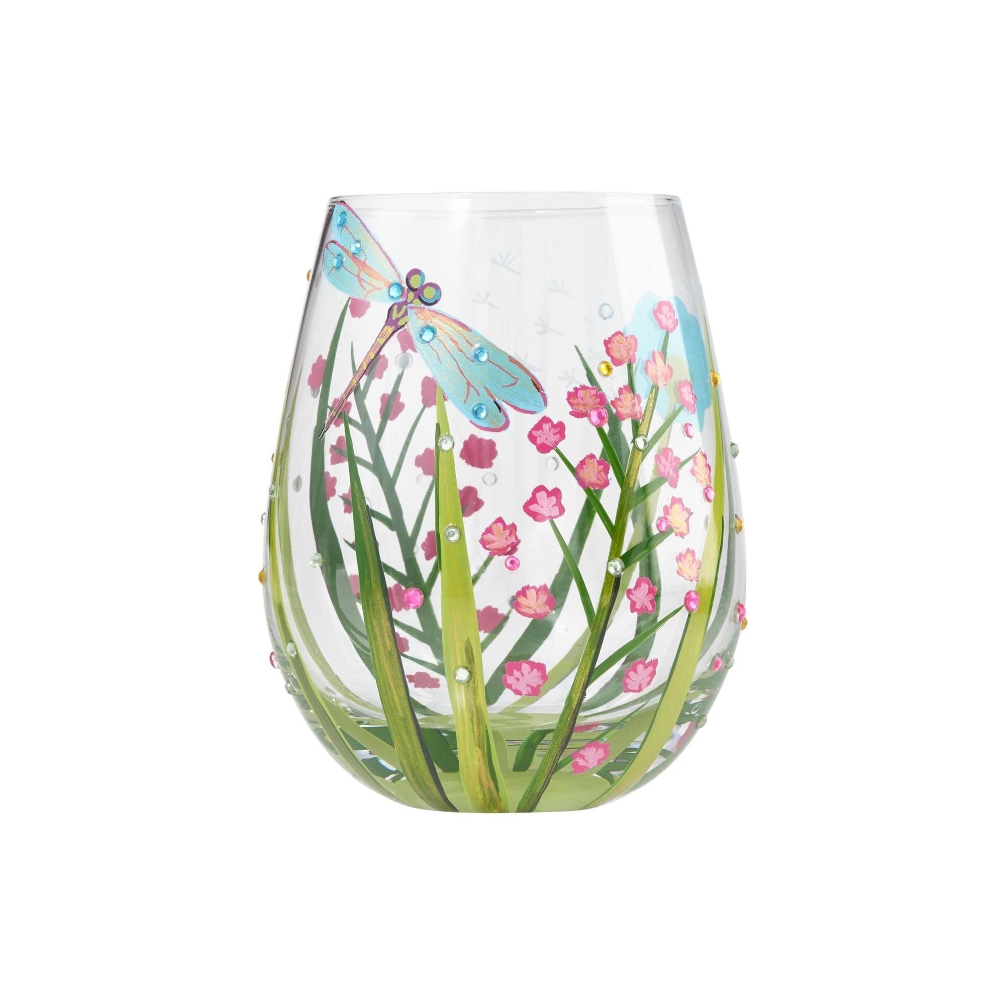 Enesco Lolita Stemless Dragonfly Wine Glass, 4.53-inch Height