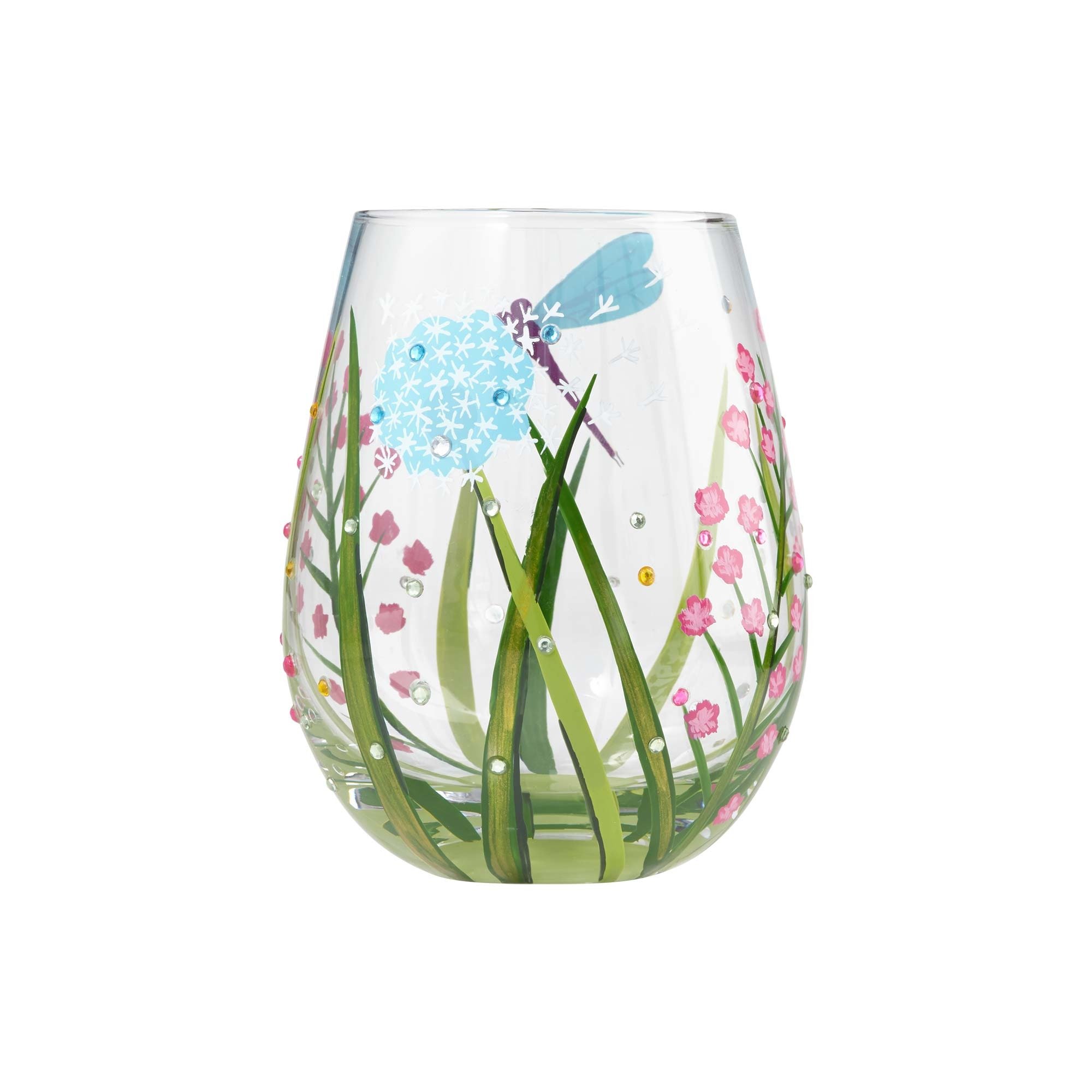 Enesco Lolita Stemless Dragonfly Wine Glass, 4.53-inch Height