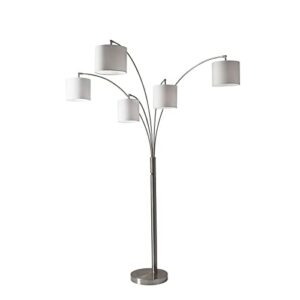 adesso 4239-22 trinity 5-arm arc lamp, 82 in, 5 x 60w incandescent/13w cfl, brushed steel finish, 1 floor lamp