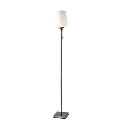 Adesso 4266-22 Roxy Floor Lamp, 71 in., 100W Incandescent/20W CFL, Brushed Steel Finish, 1 Tall Lamp