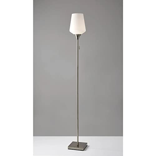 Adesso 4266-22 Roxy Floor Lamp, 71 in., 100W Incandescent/20W CFL, Brushed Steel Finish, 1 Tall Lamp