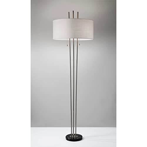 Adesso Home 4073-22 Contemporary Modern Two Light Floor Lamp from Anderson Collection in Pwt, Nckl, B/S, Slvr. Finish, Brushed Steel