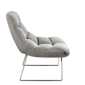 Adesso Bartlett, Accent Chair, Light Grey Soft Textured Fabric, Brushed steel leg frame