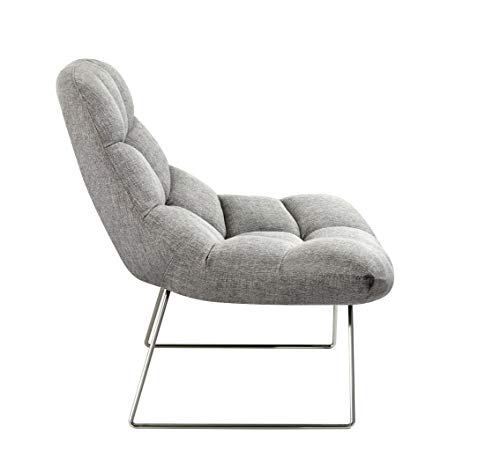 Adesso Bartlett, Accent Chair, Light Grey Soft Textured Fabric, Brushed steel leg frame