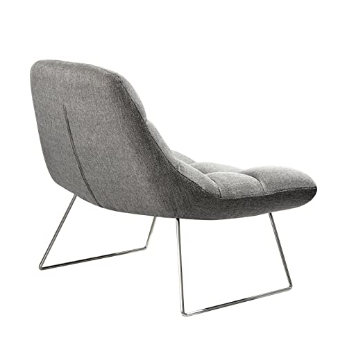 Adesso Bartlett, Accent Chair, Light Grey Soft Textured Fabric, Brushed steel leg frame