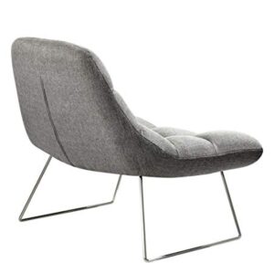 Adesso Bartlett, Accent Chair, Light Grey Soft Textured Fabric, Brushed steel leg frame