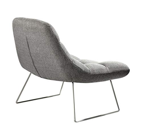 Adesso Bartlett, Accent Chair, Light Grey Soft Textured Fabric, Brushed steel leg frame