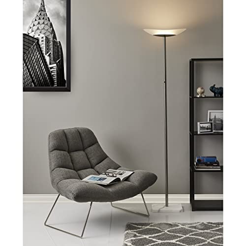 Adesso Bartlett, Accent Chair, Light Grey Soft Textured Fabric, Brushed steel leg frame