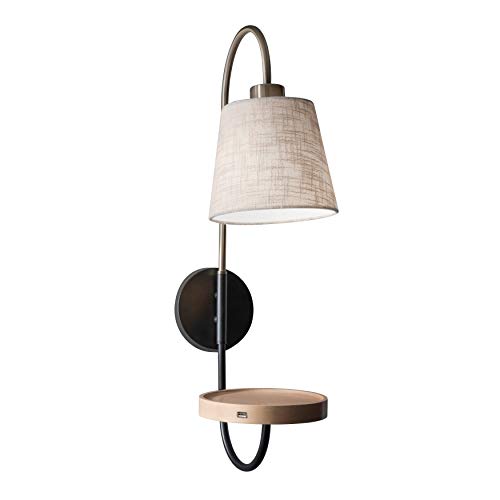 Adesso 3406-21 Jeffrey Wall Lamp, Black/Antique Brass