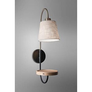 Adesso 3406-21 Jeffrey Wall Lamp, Black/Antique Brass