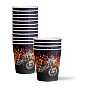 Motorcycle Biker Birthday Party Supplies Set Plates Napkins Cups Tableware Kit for 16