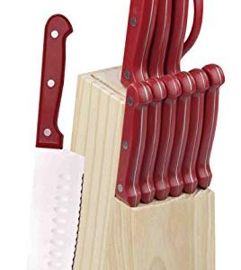 Home Basics KS44845 Block in Knife Set (13 Piece), One Size, Red