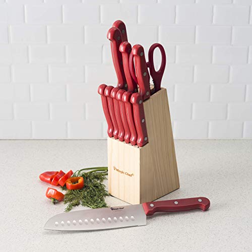 Home Basics KS44845 Block in Knife Set (13 Piece), One Size, Red