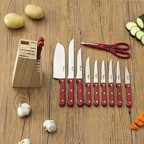 Home Basics KS44845 Block in Knife Set (13 Piece), One Size, Red