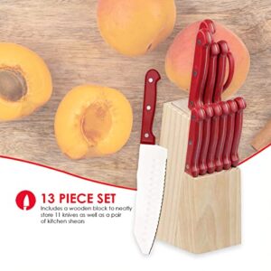 Home Basics KS44845 Block in Knife Set (13 Piece), One Size, Red