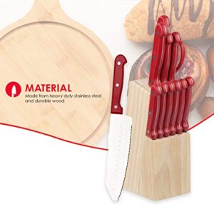 Home Basics KS44845 Block in Knife Set (13 Piece), One Size, Red