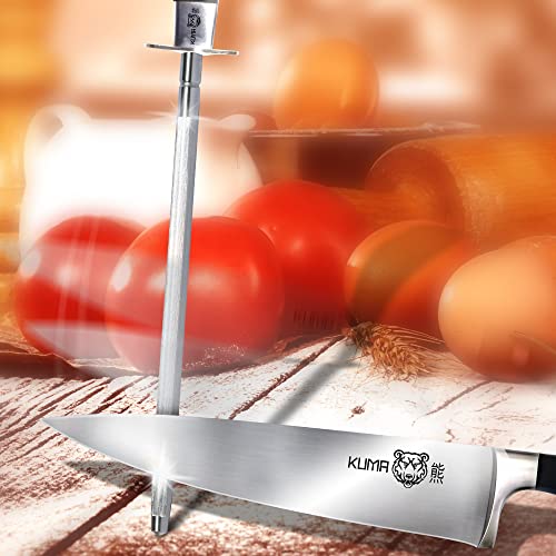 KUMA Kitchen Knife Sharpener - USER FRIENDLY - 8 Inch Steel Honing Rod for Sharpening your Chef's Knife, Carving Knife, Chopping Knives, And More! - Easily Hone & Recover Your Sharp Edge Today!