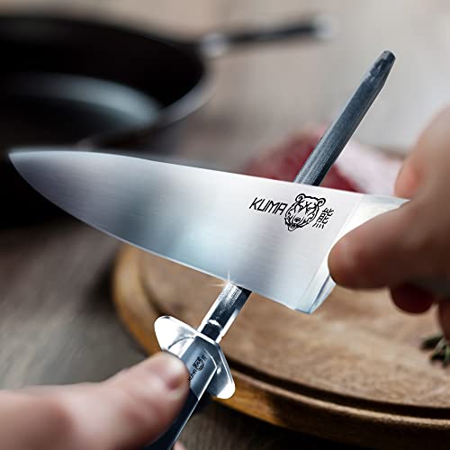 KUMA Kitchen Knife Sharpener - USER FRIENDLY - 8 Inch Steel Honing Rod for Sharpening your Chef's Knife, Carving Knife, Chopping Knives, And More! - Easily Hone & Recover Your Sharp Edge Today!