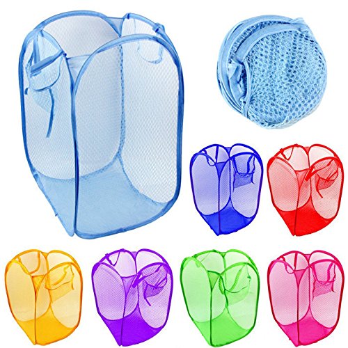 2 PACK 20-inch Pop-Up Foldable Collapsible Mesh Laundry Hamper With Side Pocket, Sturdy Durable Storage Basket Foldable Storage Containers