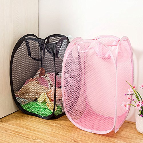 2 PACK 20-inch Pop-Up Foldable Collapsible Mesh Laundry Hamper With Side Pocket, Sturdy Durable Storage Basket Foldable Storage Containers