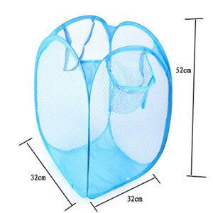 2 PACK 20-inch Pop-Up Foldable Collapsible Mesh Laundry Hamper With Side Pocket, Sturdy Durable Storage Basket Foldable Storage Containers